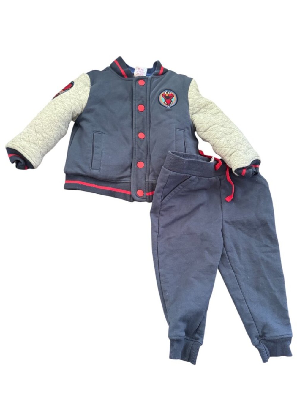 Sesame Street Elmo Varsity Jacket & Jogger Pants Set 18 Months Navy Red Gray